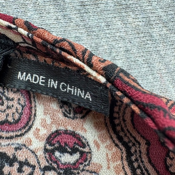 Blu Pepper Dress Womens M Burgundy Cream BOHO Vintage Lace Trim Bell Long Sleeve - Picture 9 of 14